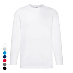 Langærmet t-shirt fra Fruit of the Loom – 100 % bomuld med klassisk pasform og crew neck, hvid
