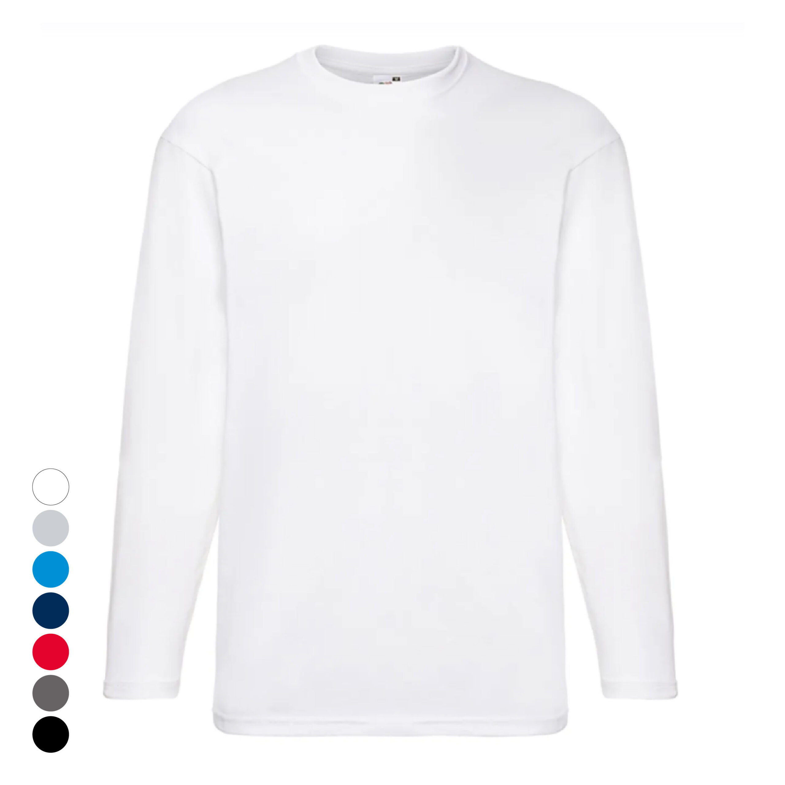 Langærmet t-shirt fra Fruit of the Loom – 100 % bomuld med klassisk pasform og crew neck, hvid