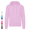 Fruit of the Loom hoodie uden lynlås – hættetrøje med kængurulomme og ribkanter, pink