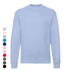 Fruit of the Loom crewneck sweatshirt med raglanærmer og ribkanter – unisex model i bomuldsblend, lyseblå