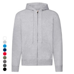Fruit of the Loom hoodie med lynlås – zip hoodie med hætte og lommer, grå